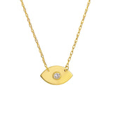 14k Yellow Gold Diamond Evil Eye Necklace